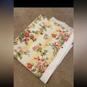 Ralph Lauren yellow and white stripedu pink floral fabric remnant